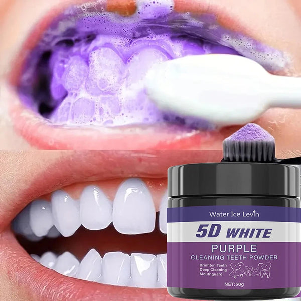 BRAVIX PurpleGlow – Purple Teeth Whitening Powder, Sulfate-Free Stain Removal & Color Correction, Portable for Daily Use