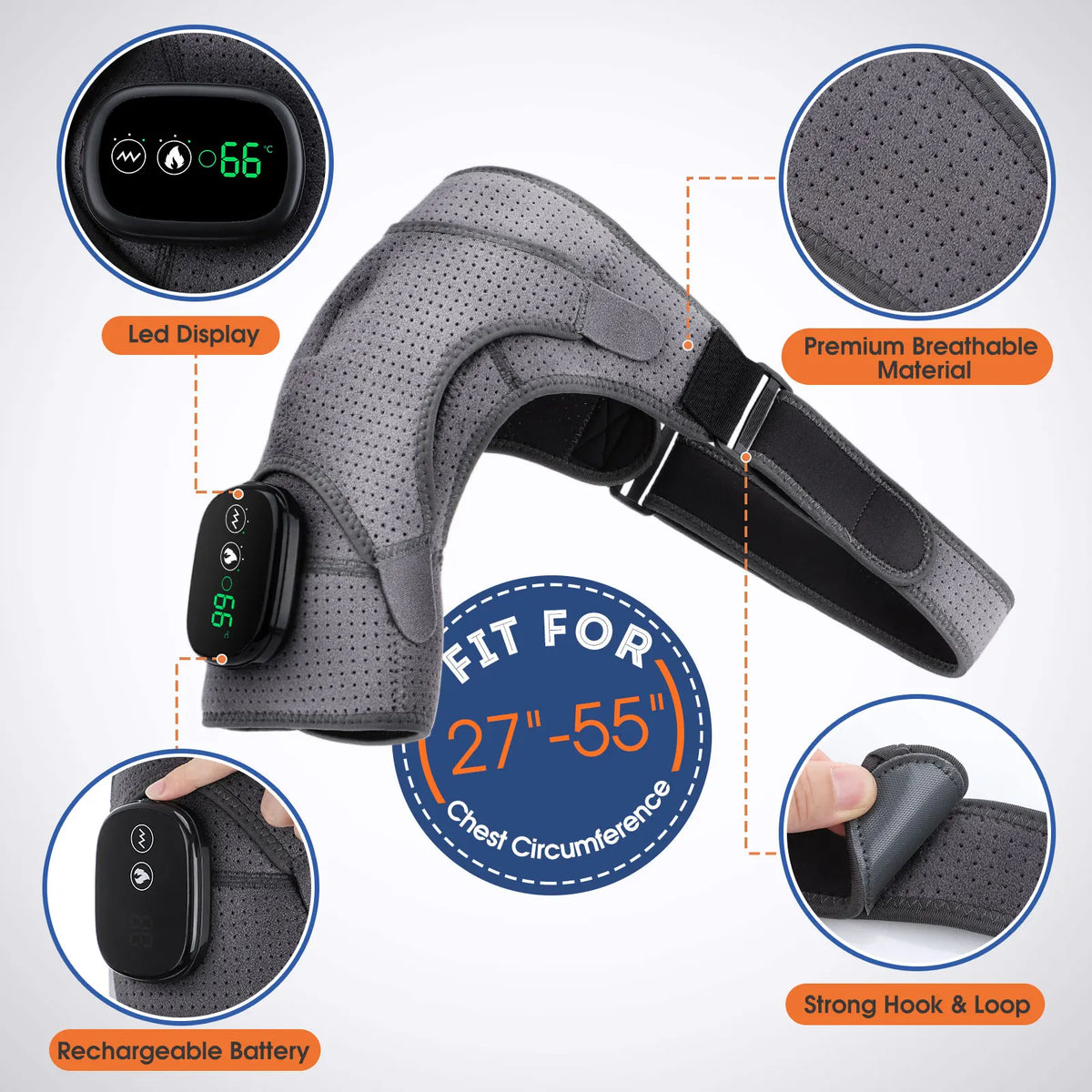 BRAVIX HeatRelief – Electric Shoulder Massager with Heating Pad & Vibration Therapy, Thermal Support Brace