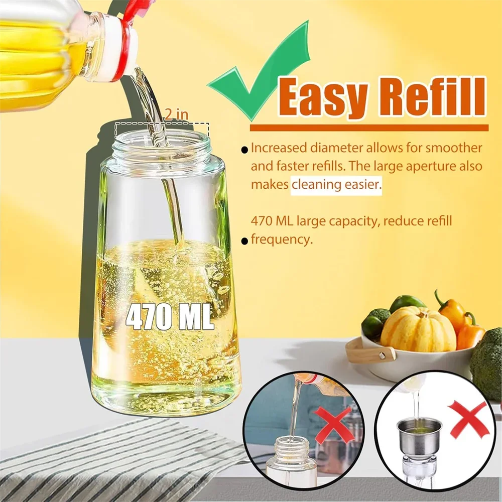 BRAVIX ChefMist – 2-in-1 Olive Oil Sprayer & Pourer Glass Bottle, 470ml for Cooking, Salads & Grilling