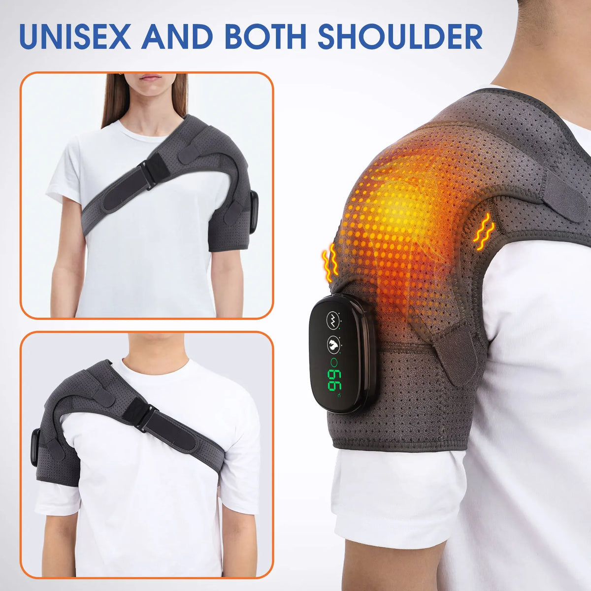 BRAVIX HeatRelief – Electric Shoulder Massager with Heating Pad & Vibration Therapy, Thermal Support Brace