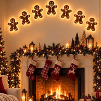 BRAVIX GlowDeer – 7Pcs Wooden LED Christmas Wall Stickers, Warm White Light Reindeer Silhouette Decorations