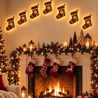 BRAVIX GlowDeer – 7Pcs Wooden LED Christmas Wall Stickers, Warm White Light Reindeer Silhouette Decorations