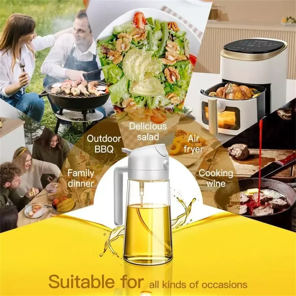 BRAVIX ChefMist – 2-in-1 Olive Oil Sprayer & Pourer Glass Bottle, 470ml for Cooking, Salads & Grilling