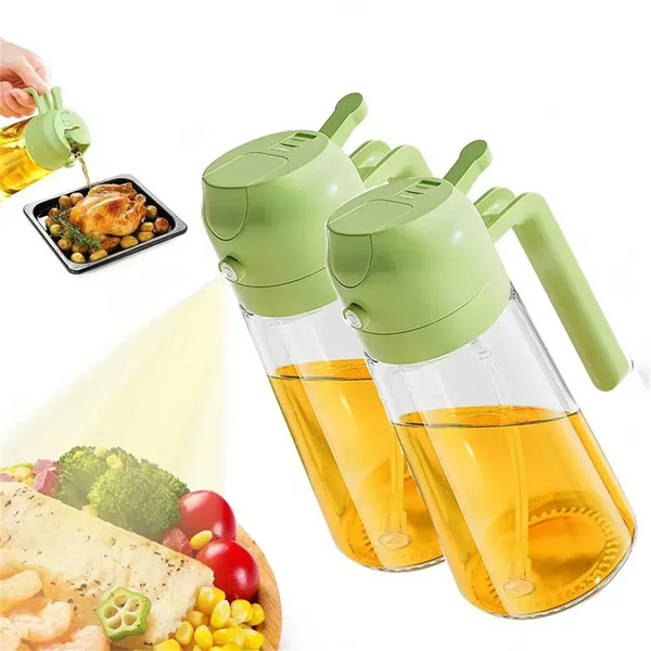 BRAVIX ChefMist – 2-in-1 Olive Oil Sprayer & Pourer Glass Bottle, 470ml for Cooking, Salads & Grilling