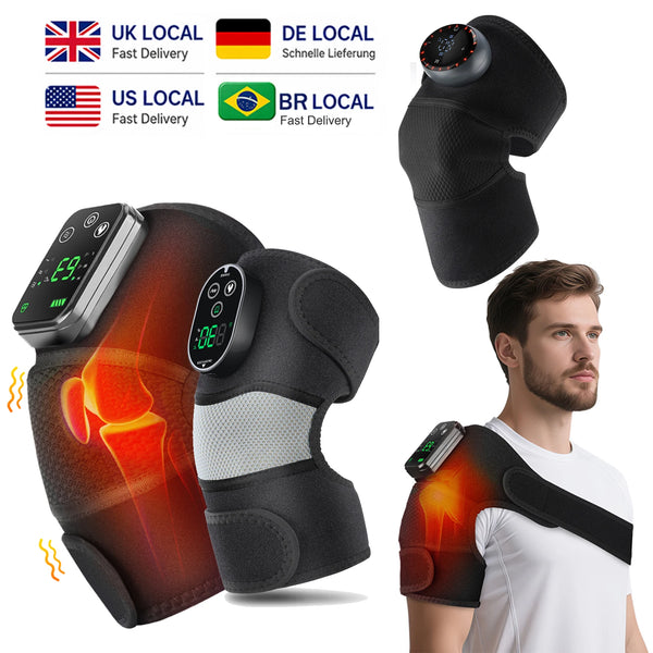 BRAVIX FlexRelief – Heated Vibration Knee Massager, Cordless 3-in-1 Shoulder & Elbow Support with Time
