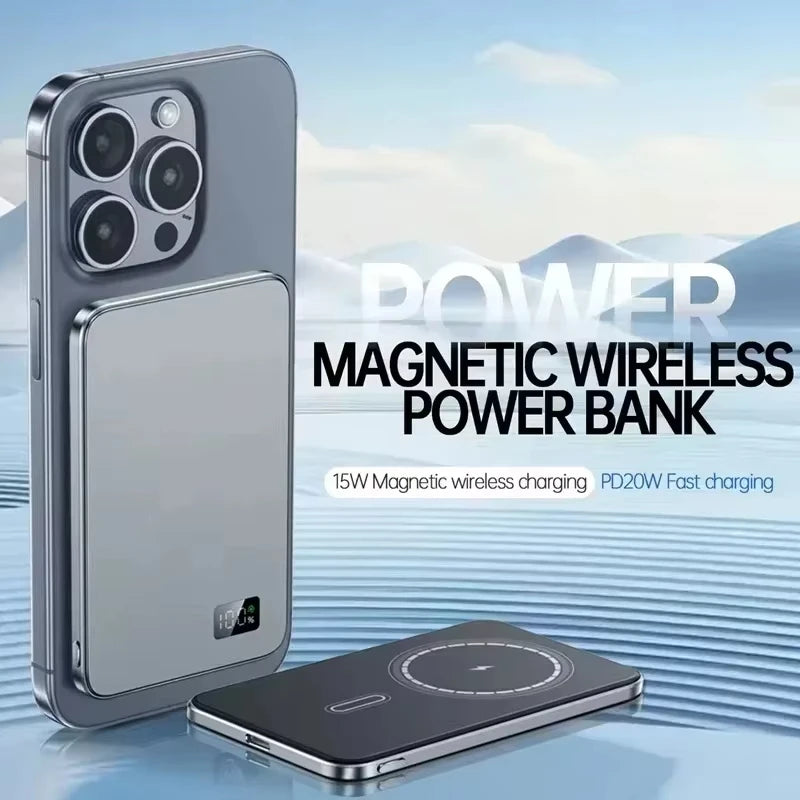 BRAVIX MagCharge – Ultra-Slim Magnetic Wireless Power Bank, Fast Charging for MagSafe