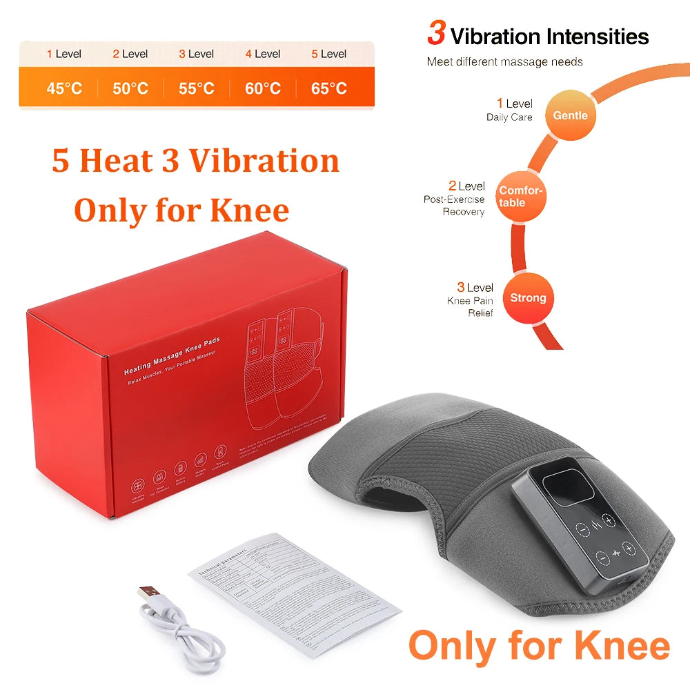 BRAVIX FlexRelief – Heated Vibration Knee Massager, Cordless 3-in-1 Shoulder & Elbow Support with Time