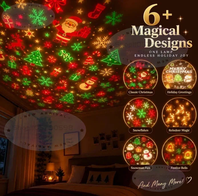 BRAVIX StarGlow – Christmas Projector Light, USB Powered Night Light with 6+ Holiday Patterns, Flexible Tree Lamp