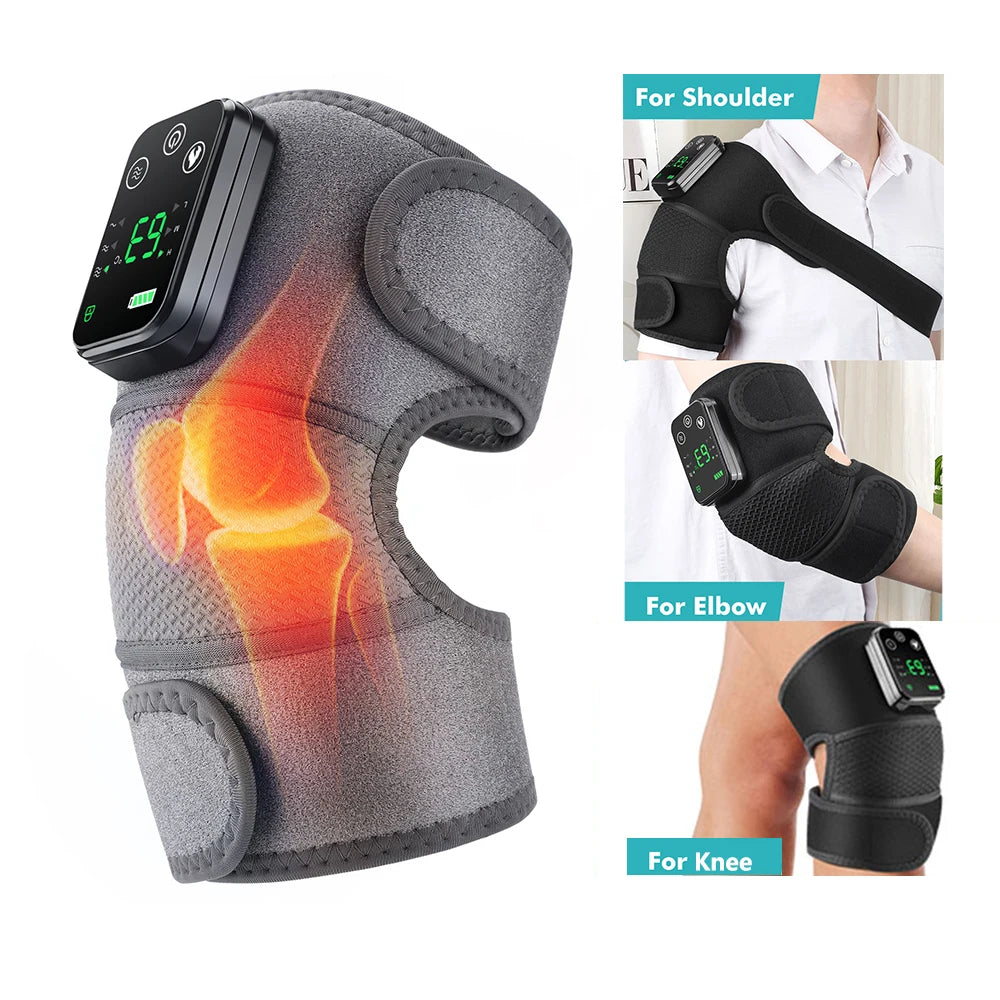 BRAVIX FlexRelief – Heated Vibration Knee Massager, Cordless 3-in-1 Shoulder & Elbow Support with Time