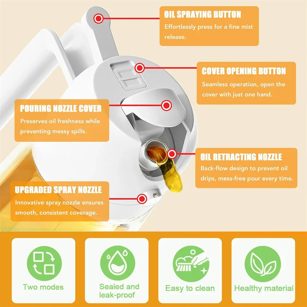 BRAVIX ChefMist – 2-in-1 Olive Oil Sprayer & Pourer Glass Bottle, 470ml for Cooking, Salads & Grilling