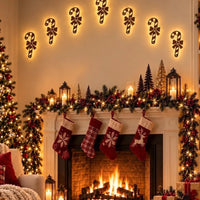BRAVIX GlowDeer – 7Pcs Wooden LED Christmas Wall Stickers, Warm White Light Reindeer Silhouette Decorations