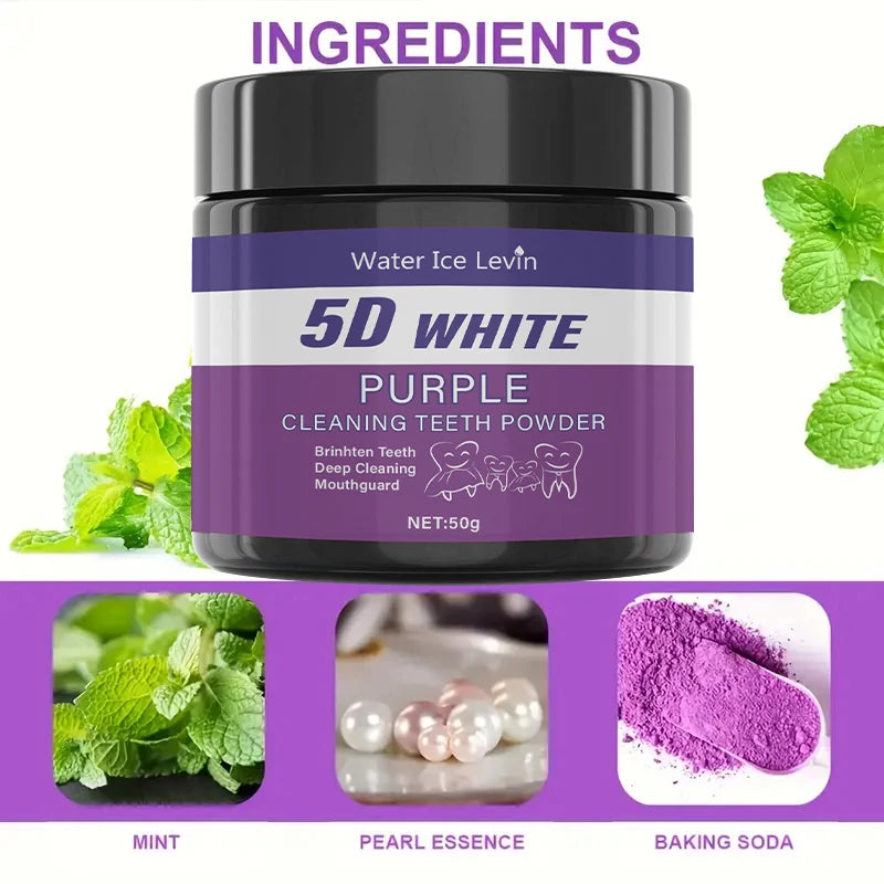 BRAVIX PurpleGlow – Purple Teeth Whitening Powder, Sulfate-Free Stain Removal & Color Correction, Portable for Daily Use
