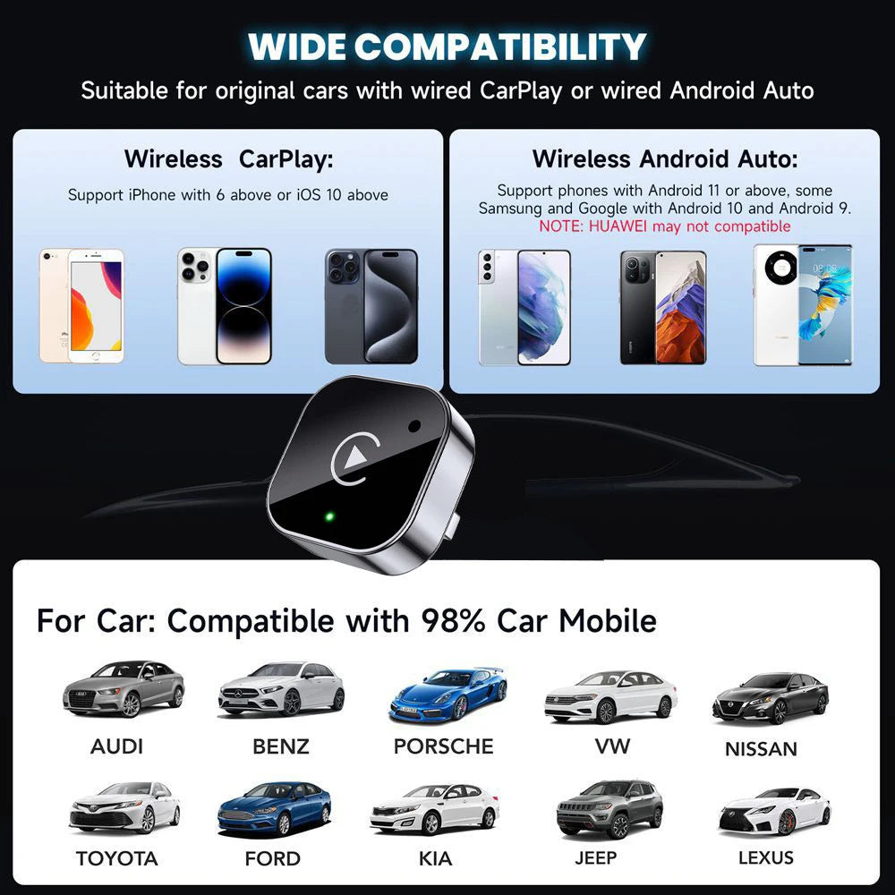 BRAVIX AutoLink – Wireless CarPlay & Android Auto Adapter, Plug & Play Dongle Converts Wired to Wireless, Compact Fast Auto-Connect