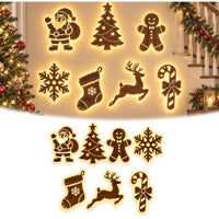 BRAVIX GlowDeer – 7Pcs Wooden LED Christmas Wall Stickers, Warm White Light Reindeer Silhouette Decorations