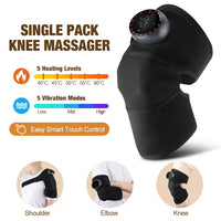 BRAVIX FlexRelief – Heated Vibration Knee Massager, Cordless 3-in-1 Shoulder & Elbow Support with Time