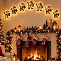 BRAVIX GlowDeer – 7Pcs Wooden LED Christmas Wall Stickers, Warm White Light Reindeer Silhouette Decorations