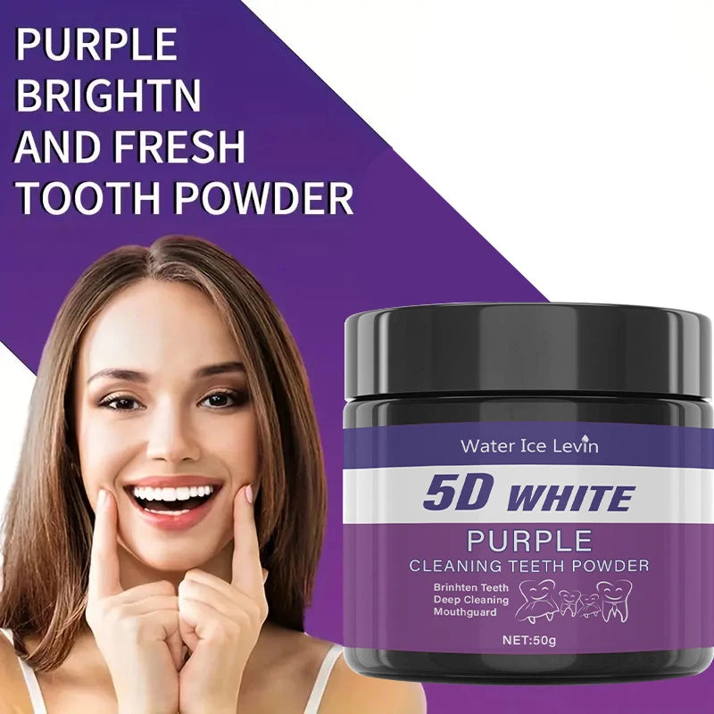 BRAVIX PurpleGlow – Purple Teeth Whitening Powder, Sulfate-Free Stain Removal & Color Correction, Portable for Daily Use
