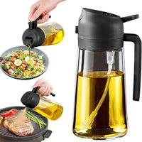 BRAVIX ChefMist – 2-in-1 Olive Oil Sprayer & Pourer Glass Bottle, 470ml for Cooking, Salads & Grilling