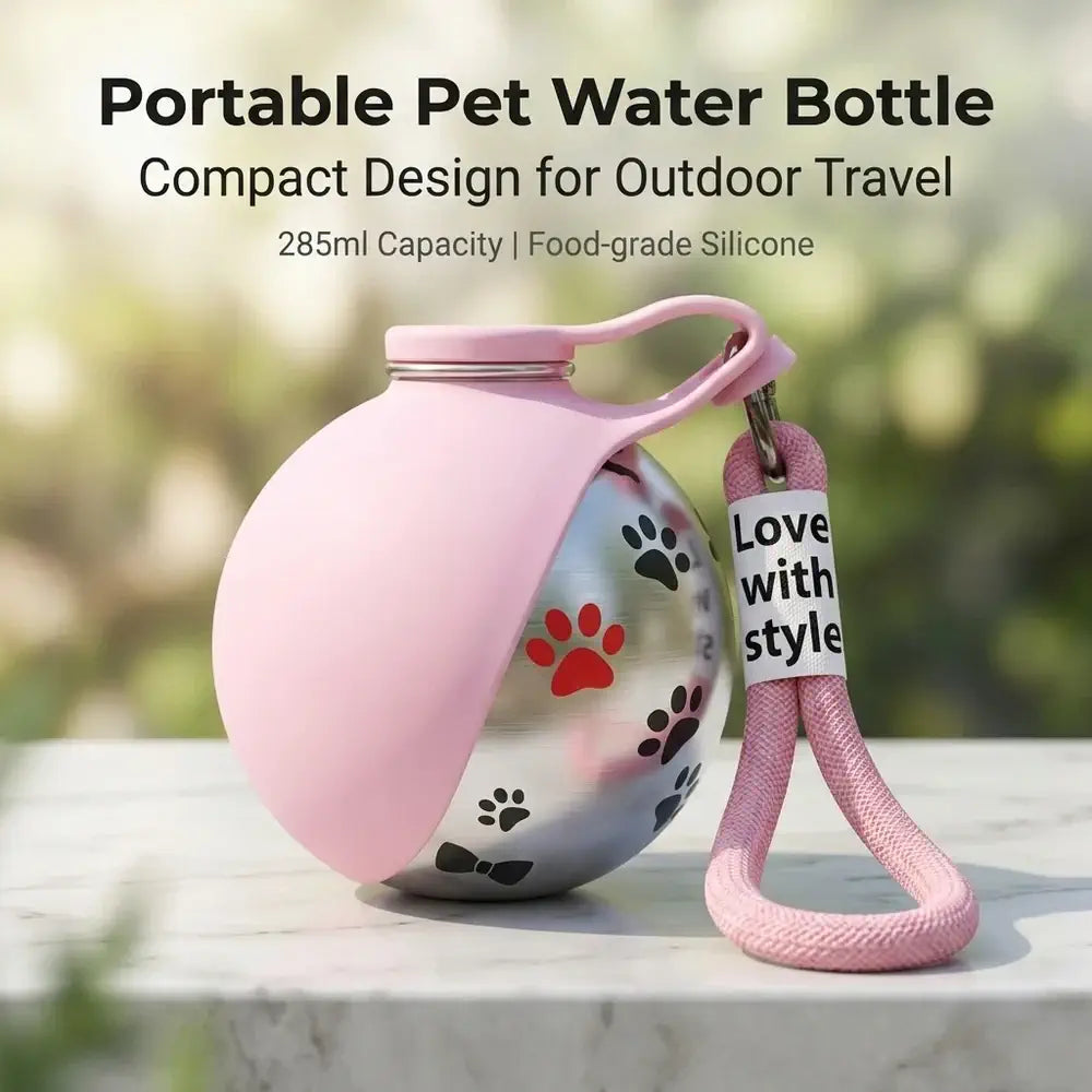 BRAVIX PawHydrate – 2-in-1 Portable Dog Water Bottle, 285ML
