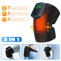 BRAVIX FlexRelief – Heated Vibration Knee Massager, Cordless 3-in-1 Shoulder & Elbow Support with Time